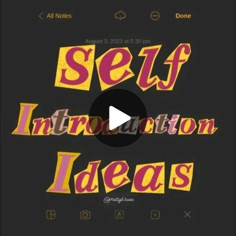 Self introduction ideas (=_=) #introduceyourself #schoollife #fyp #vir... | TikTok Introduction Ideas, Self Introduction, Introduction Page, Pretty Words, Make Your Day, Get Started, Make Your