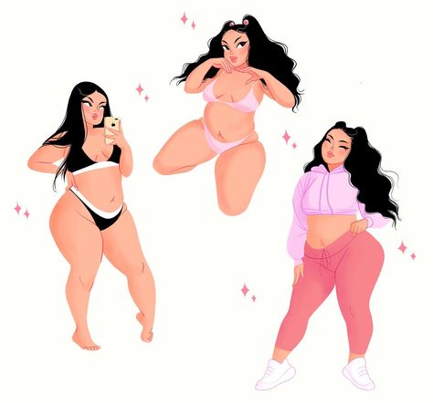 Plus Size Character Design, Chubby Character Design, Logo Online Shop, Body Positivity Art, Girly Art Illustrations, Sketch Inspiration, Amazing Art Painting, Cartoon Character Design, Girly Art