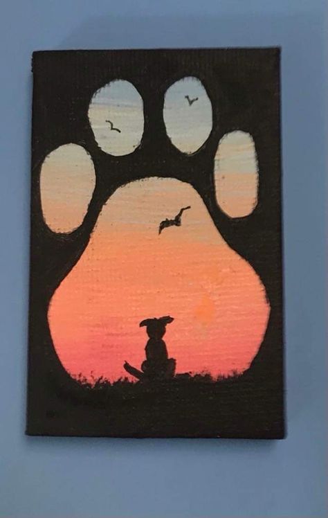 Canva Paint Ideas, Simple Dog Painting, Dog Paintings Easy, Object Painting, Painting Board, Iphone Wallpaper Quotes, Silhouette Painting, Small Canvas Paintings, Simple Canvas Paintings