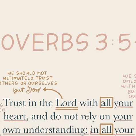 The Daily Grace Company® on Instagram: "We know that we should trust and obey the Lord, but how often do we do what we want to do? How often do we go our own way and depend on our own human understanding? Proverbs is a book all about wisdom and how fearing and following the Lord results in wisdom and life. These verses from Proverbs 3:5–6 remind us that if we want to do what is right, we must trust in the Lord and know Him intimately. We must trust Him with all of our hearts, not depending on an Prov 3:5-6, Proverbs 3:5, Trust In The Lord, Proverbs 3:5-6, Trust And Obey, Proverbs 4:7 Wisdom, Proverbs 30:7-9, Proverbs 3:27-28, Proverbs 4:20-22