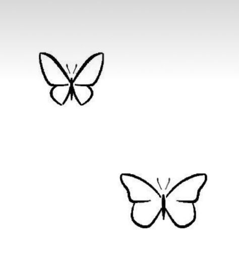 Easy Tattoos Butterfly, Butterfly Tattoo Easy To Draw, Very Simple Butterfly Tattoo, Mini Butterfly Drawing, Butterfly Tattoo Designs Simple, Butterfly Stick And Poke, Neck Tattoos Ideas, Ladies Tattoos, Butterfly Drawing Outline