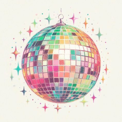 Rainbow colored disco ball, Mirrorball, eras tour, swiftie, red bubble stickers Colorful Disco Ball Tattoo, Disco Ball Colorful, Taylor Swift Disco Ball, Disco Painting, Rainbow Disco Ball, Mirrorball Taylor Swift, Disco Ball Painting, Disco Ball Sticker, Disco Ball Art