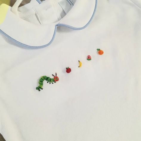 Clothes Embroidery Diy, Diy Embroidery Patterns, Hand Embroidery Projects, Embroidery On Clothes, Cute Embroidery, Very Hungry, 자수 디자인, Sewing Embroidery Designs, Hand Embroidery Art