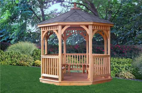 Gazebo Photo Gallery at American Landscape Structures Wooden Gazebo Kits, Octagon Gazebo, White Pergola, Diy Gazebo, Gazebo Ideas, Pergola Swing, Patio Pergola, Wooden Gazebo, Backyard Gazebo