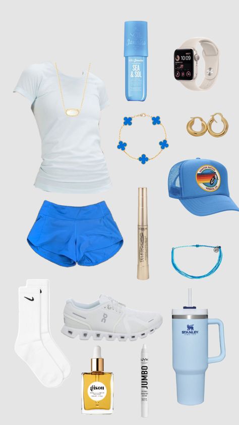 #outfitinspo #blue #preppy #lulu #lululemon #aviatornation #beauty Lulu Outfits, Blue Preppy, Gymwear Outfits, Preppy Inspiration, Cute Nike Outfits, Lululemon Outfits, Cheer Outfits, Preppy Summer Outfits, Casual Preppy Outfits