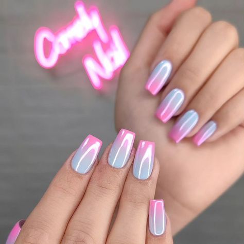 pink ombre tip nails, summer holiday nail designs Nails Acrylic Summer Ombre, Ombre Tip Nails, Nail Design Ombre, Ombre Nails Pink, Summer Ombre Nails, Gel Powder Nails, Nails Vibrant, Summer Holiday Nails, Blue Ombre Nails