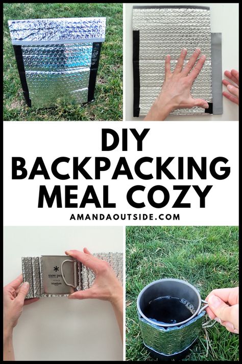 How to make a DIY backpacking meal cozy to keep your backpacking food and drinks hotter longer when camping! Amanda shows you exactly how to make your own homemade backpacking cozy 2 ways - a cook pouch and a pot cozy. Click through to the blog post to follow along on this step-by-step video tutorial. #diy #backpacking Freezer Bag Backpacking Meals, Diy Backpacking Gear, Diy Backpacking Meals, Backpacking Meals Diy, Trail Meals, Backpack Food, Backpacking Food Ideas, Backpacking Recipes, Backpacking List