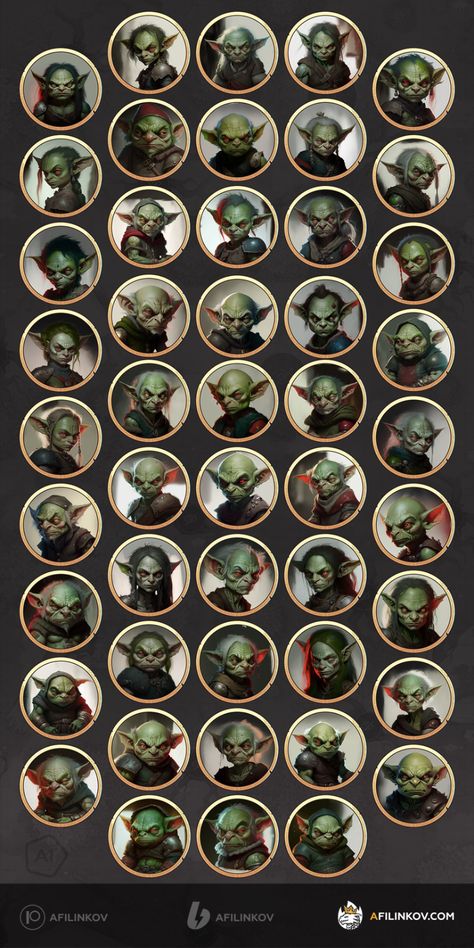 Big set of NPC tokens for your online games: goblins. Tokens Rpg, Dnd Tokens, Virtual Tabletop, Tabletop Rpg Maps, Dnd Maps, Rpg Maps, Gaming Token, Dnd Monsters, Dungeon Maps