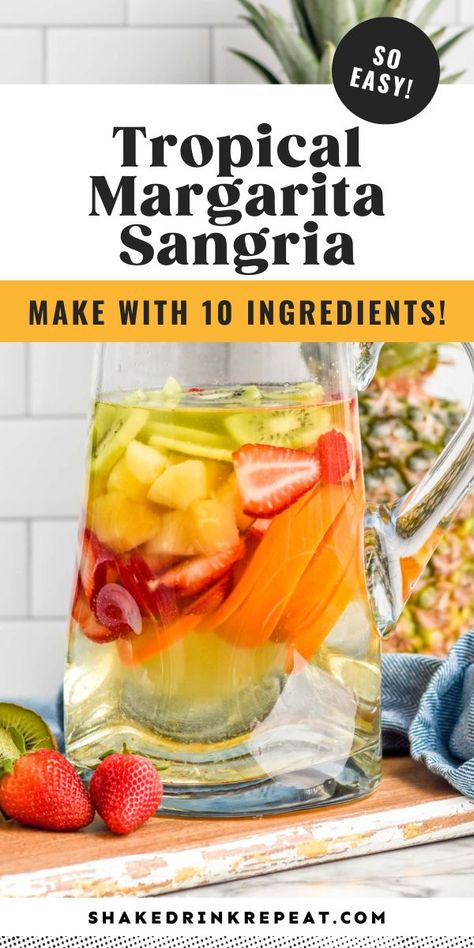 Margarita Sangria Recipe, Sangria Recipes Non Alcoholic, Sangarita Recipe, Sangria Recipes Easy, Best White Sangria Recipe, Tropical Sangria Recipe, Psychic Party, Sangria Margarita Recipe, Margaritas Recipes