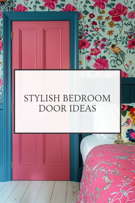 An array of innovative and stylish bedroom door ideas designed to inspire fresh upgrades for your personal space. Explore a variety of door styles, including sliding and barn doors. Bedroom Door Upgrade, Bedroom Doors Look Like Apartment, Colored Closet Doors, Pink Closet Doors, Painted Bedroom Doors Creative, Kids Bedroom Door Ideas, Wallpaper Door Ideas, Door Ideas For Bedroom, Door Painting Ideas Bedroom