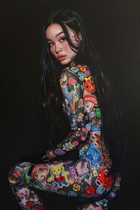 Feminine Aesthetic Art, Feminine Aesthetic Dark, Dark Feminine Art, Aesthetic Dark Feminine, 3d Art Painting, Paintings Wallpaper, Arte Pin Up, Small Chest Tattoos, Full Tattoo