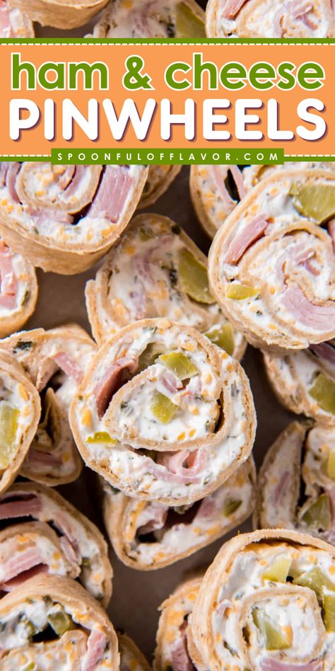 Try this quick and easy ham and cheese pinwheels recipe for a simple tailgating recipe! Homemade ranch cream cheese spread, ham and cheese are the main ingredients of this best football appetizer! It is creamy and tasty. Try to cook this ham and cheese pinwheel soon! Ham Pinwheels Cream Cheese, Pinwheel Appetizers Cream Cheese, Ham Pinwheels, Cold Recipes, Ham And Cheese Pinwheels, Savory Ham, Pinwheels Recipe, Cream Cheese Spread, Cheese Pinwheels