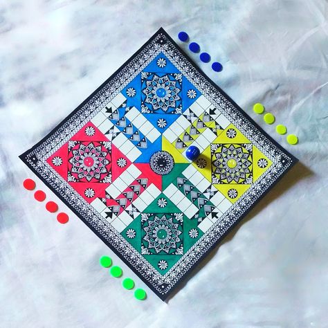 Ludo Drawing, Mango Types, Ludo Board, Colour Mandala, Creative Mandala, Cartoon Silhouette, Markers Drawing Ideas, Easy Mandala Drawing, Mandala Art Therapy