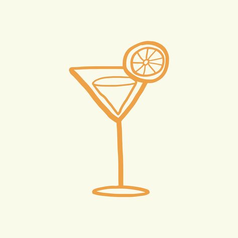 Summer Drink Drawing, Easy Drink Drawing, How To Draw Cocktails, Cocktail Doodle Easy, Drawing Of Drinks, Martini Drawing Simple, Drinks Drawing Easy, Cocktail Painting Easy, Margarita Doodle