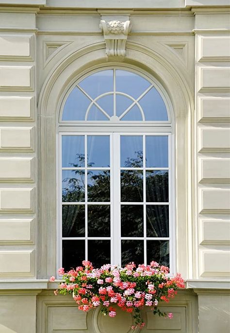 Neoclassical Windows, Window Outside Design, Wood Window Design Modern, Molding Around Windows, Rounded Windows, False Window, Standard Window Sizes, Backyard Door, Staircase Window