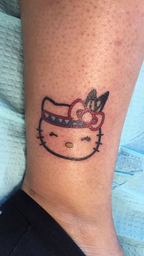 Native Hello Kitty Tattoo Native Hello Kitty, Hello Kitty Tattoos, Cat Tattoo, Infinity Tattoo, Nativity, Hello Kitty, Kitty, Tattoos