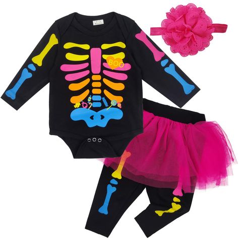 PRICES MAY VARY. 【Baby Girl Halloween Costumes Guaranteed】 If you have any question, please feel free to contact us. We offer Free Replacement or Full Refund if you are not fully satisfied with our product. 【PREMIUM COTTON CLOTHING MATERIAL】Made of 100% Cotton material. Soft and comfortable breathable, light weight fabric for baby's skin, support machine wash. 【UNIQUE SKELETON DESIGN】 Be the cutest baby skeleton that features a red tutu dress with a printed different colors skeleton rib cage and Red Tutu Dress, Skeleton Clothes, Pirate Skeleton, Girl Pirates, Red Tutu, Skeleton Costume, Skeleton Design