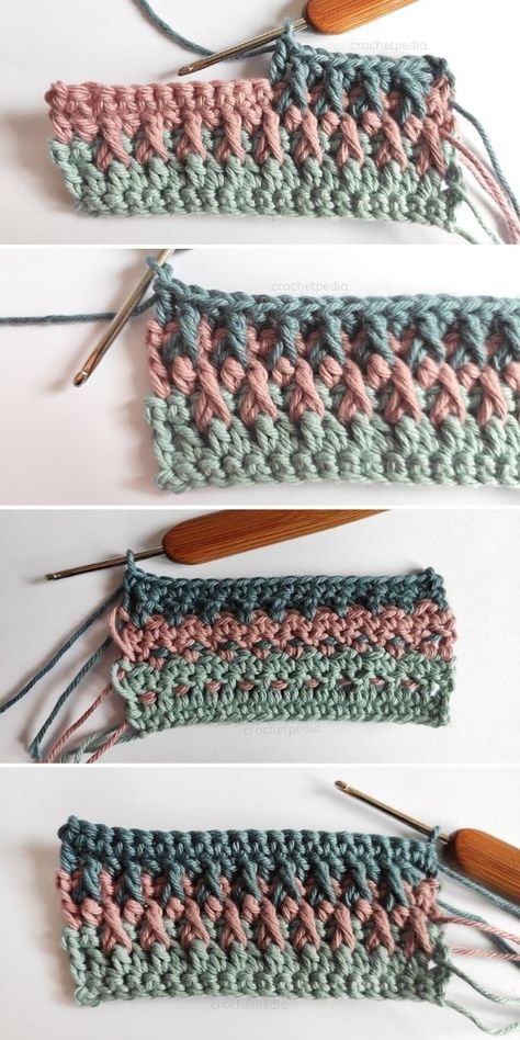 How to Crochet Alpine Stitch - Free Tutorial and Inspiration | Crochetpedia Crochet Alpine Stitch, Alpine Stitch, Different Crochet Stitches, Crochet Stitches Free, Easy Crochet Stitches, Crochet Stitches Video, Stitch Crochet, Crochet Throw, Single Crochet Stitch