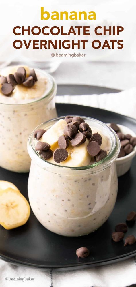 Chocolate Chip Overnight Oats, Creamy Oats, Easy Breakfast Treats, Best Overnight Oats Recipe, Chocolate Overnight Oats, Oat Recipes Healthy, Easy Overnight Oats, Overnight Oats Recipe Healthy, Banana Overnight Oats