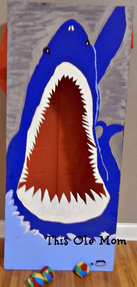 Feed the Shark Game & Photo Prop ...Great Pirate or Fishing Birthday Party Game Shark Drink, Feed The Shark, Pirate Party Games, Shark Games, Fish Birthday, Game Photo, Fishing Birthday Party, Jonah And The Whale, Pirate Theme Party