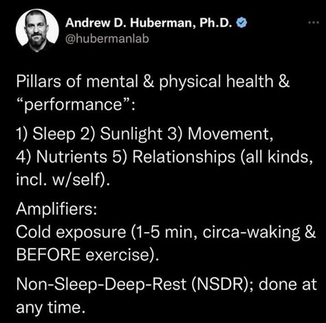 Huberman Lab, Pillars Of Health, Andrew Huberman, 5 Pillars, Gut Brain, Sounds Good To Me, Personal Improvement, Wellness Inspiration, Healthy Lifestyle Inspiration