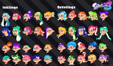 Splatoon Oc Hairstyles, Splatoon 3 Project, Splatoon Hairstyles Octo, Splatoon 3 Hairstyles, Splatoon 2 Hairstyles, Inkling Hairstyles, Project Splatoon 3, Splatoon 3 Art, Splatoon Hair