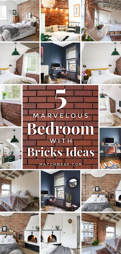 Faux Brick Wall In Bedroom, Bedroom With Faux Brick Wall, Bedroom Inspirations Brick Wall, Bedroom Decor Brick Wall, Brick Bedroom Wall Ideas, Brick Wall In Bedroom Ideas, Brick Wall Bedroom Decor Ideas, Red Brick Bedroom Ideas, Bedroom Ideas With Brick Wall