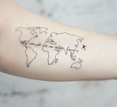 World Map Tattoo, World Map Tattoos, Map Tattoo, Jeep Camping, Map Tattoos, Tattoos Inspo, Tattoo Henna, Art Corner, Simplistic Tattoos