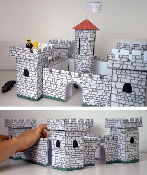 Paper Castle Template, Midevil Castle, Summer School Art, Castle Layout, Castle Model, Paper Castle, Model Castle, 3d Castle, Castle Crafts