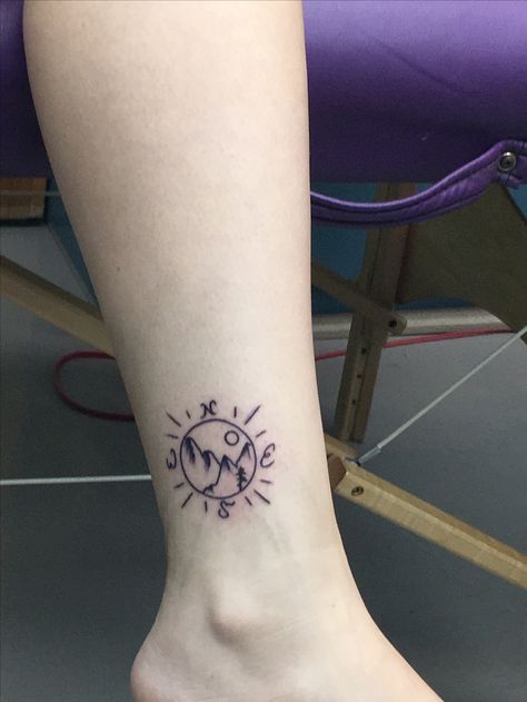 First tattoo above the outer ankle. Outer Ankle Tattoo, Ankle Tattoo, Symbolic Tattoos, Small Tattoo, First Tattoo, Triangle Tattoo, Tatting, Henna, Tattoo Ideas