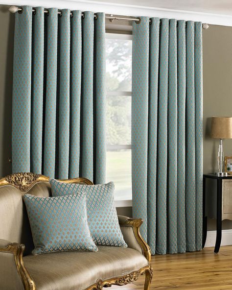 Curtain Styles Bedroom, Turquoise Curtains Living Room, Curtain Designs Living Room, Lounge Curtains, Sheers Curtains Living Room, Turquoise Curtains, Curtain Designs For Bedroom, Geometric Curtains, Contemporary Curtains