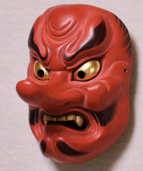 Mask Drawing Reference, Hannya Maske Tattoo, Mascara Hannya, Japanese Oni Mask, Japan Mask, Japanese Noh Mask, Neo Traditional Art, Japanese Masks, Goblin Art