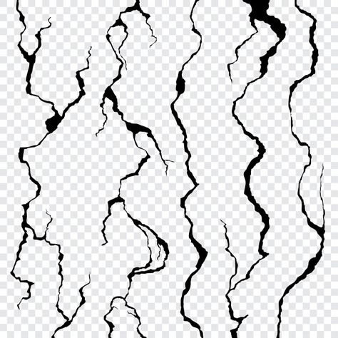 Wall cracks isolated on transparent Premium Vector Crawling Out Of Skin Tattoo, Cracks Tattoo Design, Cracking Tattoo, Cracks Tattoo, Cracked Tattoo, Drawing Effects, Effect Template, Cracked Wall, Cartoon Character Tattoos