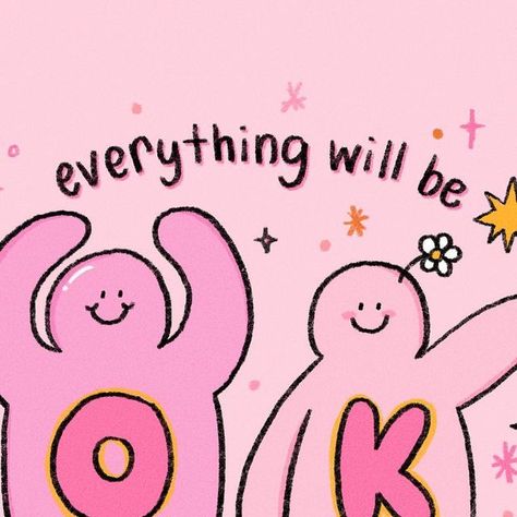 Cute Aesthetic Quotes Wallpaper, Pink Illustration Aesthetic, Pink Positive Quotes, Comforting A Friend, Self Healing Aesthetic, Quotes For Morning, Self Care Illustration, Phrases Aesthetic, Motivational Quotes Aesthetic