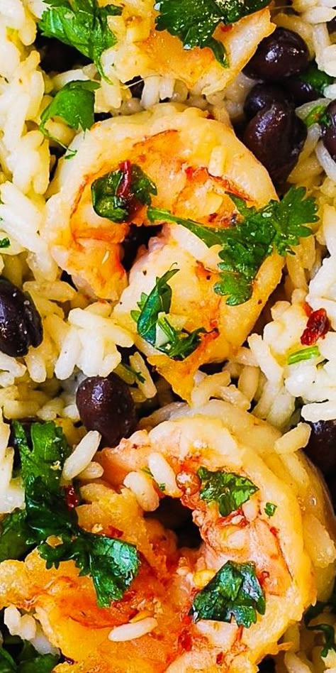 Black Bean Rice, Jasmine Rice Recipes, Shrimp And Rice Recipes, Bean Rice, Lenten Recipes, Cilantro Lime Shrimp, Lime Shrimp, Shrimp Dinner, Shrimp And Rice