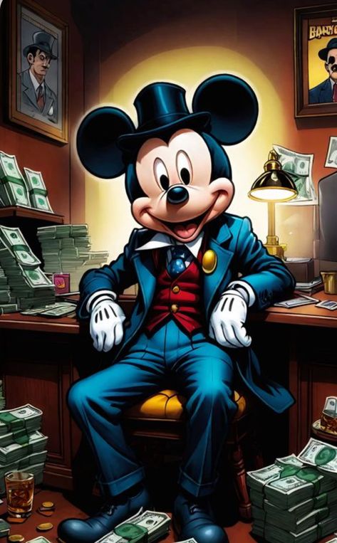 Gangster Mickey Mouse, Mickey Mouse Money, Gangster Meme, Gas Station Restaurant, Just Do It Wallpapers, Mickey House, Mickey Mouse Dress, Disney Punk, Disney Shirt Ideas