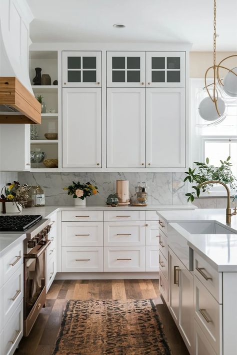 13 Kitchen Wall Color Ideas with White Cabinets You’ll Love! 23 White Cabinet Beige Walls, All White Kitchens With Pop Of Color, White Cabinets Beige Walls, White Kitchen Paint Ideas, Soft White Kitchen Cabinets, White Kitchen Wall Color, Off White Cabinets Kitchen, White Cabinet Colors, Kitchen Wall Color Ideas