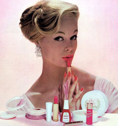 vintage ad 1950's Hair, Fashion Article, Vintage Makeup Ads, Vintage Beauty Ads, 1950s Hairstyles, Pink Products, Makeup Ads, Avon Cosmetics, Beauty Ads