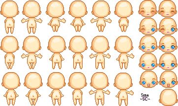 Pixel Chibi Base, Chibi Pixel Art Base, Pixel Body Base, Pixel Art Body Base, Chibi Guy, Characters Pixel Art, Pixel Chibi, Pocket Friend, Doll Base