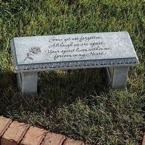 Graveside Decorations, Cement Bench, Garden Memorial, Outdoor Garden Bench, Memorial Benches, Stone Bench, Bench Decor, Better Homes And Garden, Memorial Stones