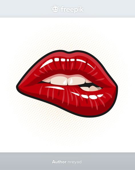 Boca abierta con labios rojos mordiendo ... | Premium Vector #Freepik #vector #amor #rojo #belleza #cara Premium Vector, Lips, Tattoos, Quick Saves