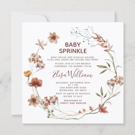 $3.30 | Autumn Wildflowers Watercolor Baby Sprinkle #a little wildflower, wild flower invite, wildflower is on the way, gender neutral, rustic boho floral, wildflower watercolor, wildflower watercolor baby sprinkle, baby sprinkle, boho wildflowers, autumn wildflowers Fall Baby Sprinkle Ideas, Baby Sprinkle Invitations Wording, Baby Sprinkle Girl, Autumn Wildflowers, Sprinkle Baby Shower Invitations, Wildflowers Watercolor, Diaper Party, November Baby