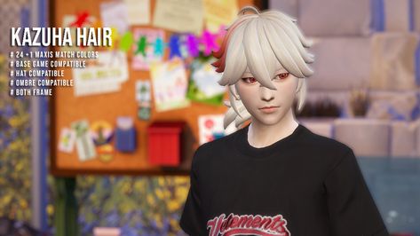 Kazuha hair | megukiru on Patreon Kazuha Hair, Sims 4 Hair Male, Sims 4 Anime, Sims 4 Mm Cc, Sims 4 Mm, Match Colors, Sims Hair, Sims 4 Cas, Anime Hair