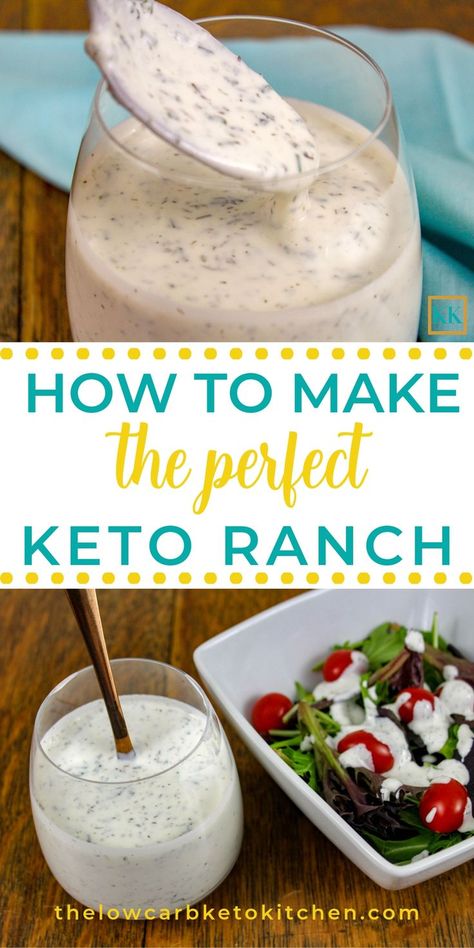 Keto Ranch Dressing Recipe, Keto Ranch Dressing, Keto Ranch, Keto Salad Dressing, Keto Sauces, Ranch Dressing Recipe, Low Carb Diets, Ranch Dressing Mix, Recetas Keto