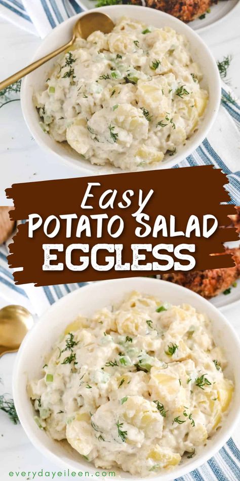 Enjoy an easy potato salad that is a New York deli style potato salad made with a creamy dressing. No eggs, just simple ingredients for a delicious potato salad. A gread side salad to serve for pot lucks, family dinners, tailgating. Potato Salad Recipe Easy No Eggs, Potato Salad No Mustard Recipe, Homemade Potato Salad Without Eggs, Potato Salad With No Eggs, No Egg Potato Salad Recipe, Red Potato Salad No Egg, New York Style Potato Salad, Easy Creamy Potato Salad, Quick Easy Potato Salad