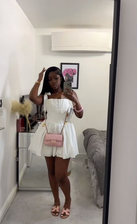 Two Piece Outfits Dressy, Fancy Outfit Ideas For Women, Cute Grown Woman Outfits, Wedding Outfits Black Women, Family Reunion Outfit Summer Casual, Cute White Outfits Black Women, Baby Shower Guest Outfit Black Women, White And Pink Outfit Classy, White Dress With Pink Heels