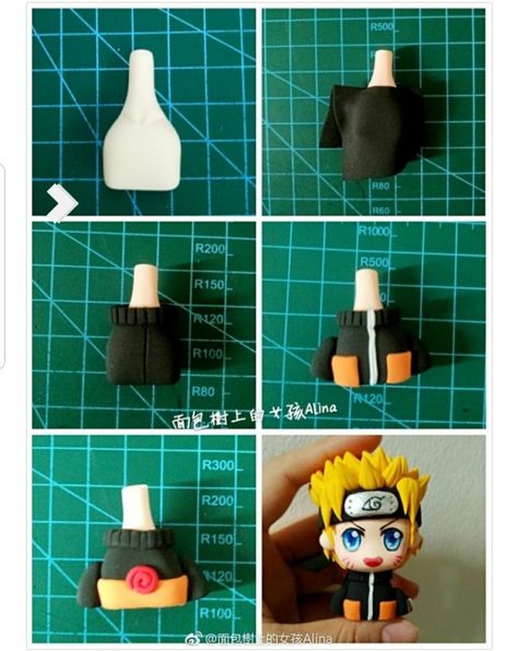 Naruto Birthday, Anime Cake, Fondant Decorations, Fondant Figures, Anime Crafts, Cute Polymer Clay, Clay Jewelry Diy, Clay Figures, Clay Design