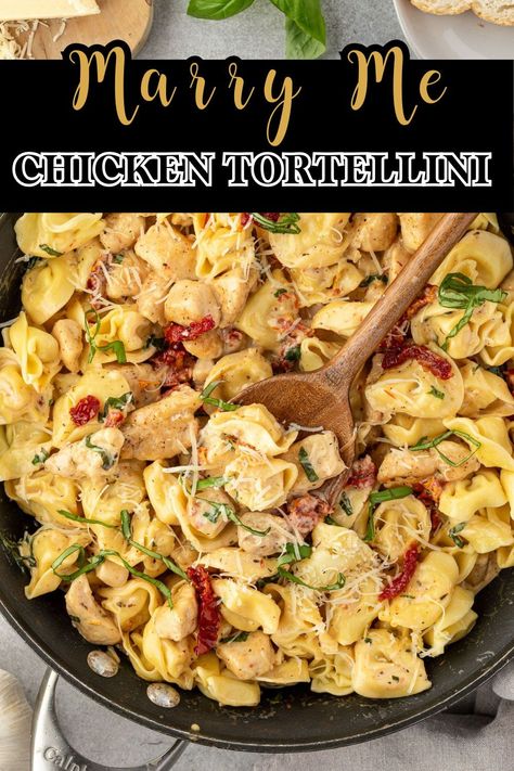 This Marry Me Chicken Tortellini recipe is an easy 30-minute recipe made with cheese tortellini and tender chicken in a creamy sun-dried tomato sauce. Marry Me Chicken Tortellini, Cheese Tortellini Recipes, Tomato Sauce Chicken, Pork Chop Casserole, Tortellini Recipe, Family Breakfast Recipes, Sun Dried Tomato Sauce, Marry Me Chicken, Chicken Tortellini