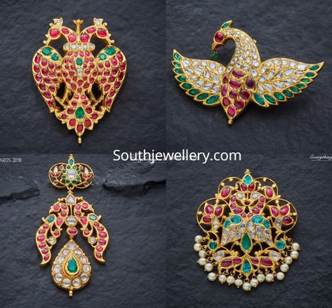 South Jewellery, Antic Jewellery, Wedding Jewelry Sets Bridal Jewellery, Gold Peacock, Bridal Necklace Designs, Antique Gold Jewelry Indian, Diamond Pendants Designs, Pendant Sets, Modern Gold Jewelry