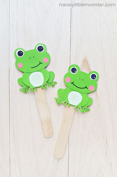 frog craft - 5 speckled frogs nursery rhyme prop Frog Template, Origami Kids, Paper Craft Ideas For Kids, Frog Puppet, Planet Crafts, Puppet Craft, Marker Crafts, Letter Crafts, Paper Bag Puppets